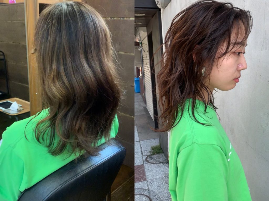 美容室でスタイルチェンジした女性のビフォーアフター写真