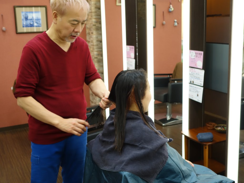 Addもんでんでのシャンプー後の松本の写真