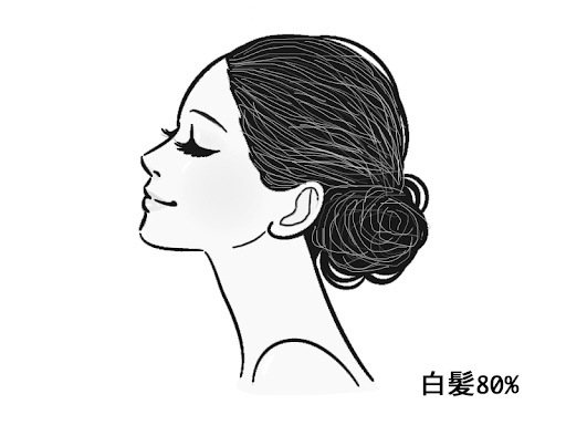 白髪が80%程度の美しい女性のイラスト