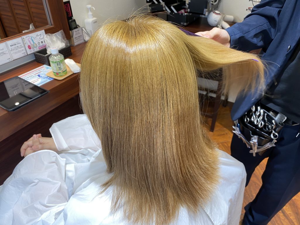 ツヤツヤの髪の女性の後ろ姿の写真