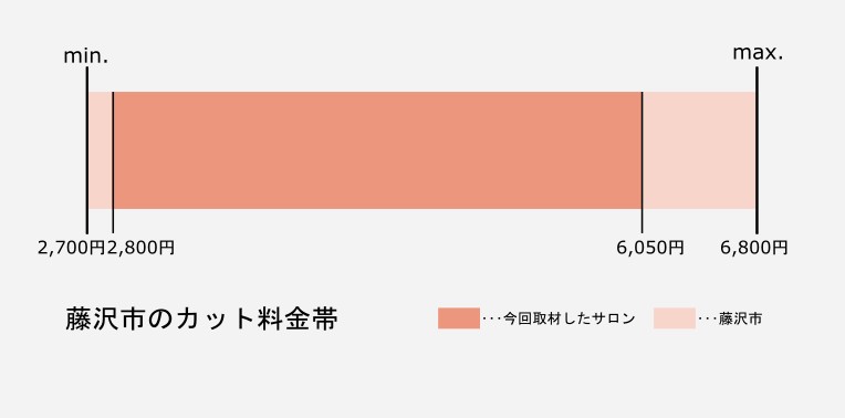 藤沢市のカットの価格帯グラフ