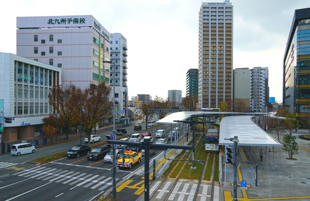 熊本の駅周辺の風景写真