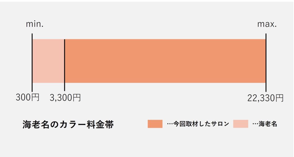 海老名市のカラー価格の価格帯グラフ