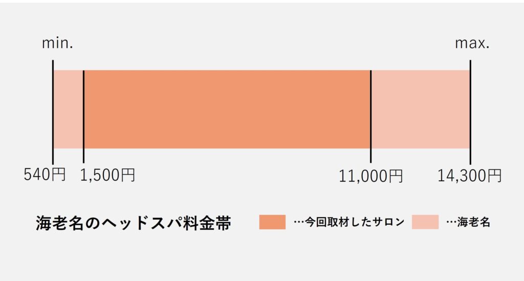 海老名市のヘッドスパ価格の価格帯グラフ