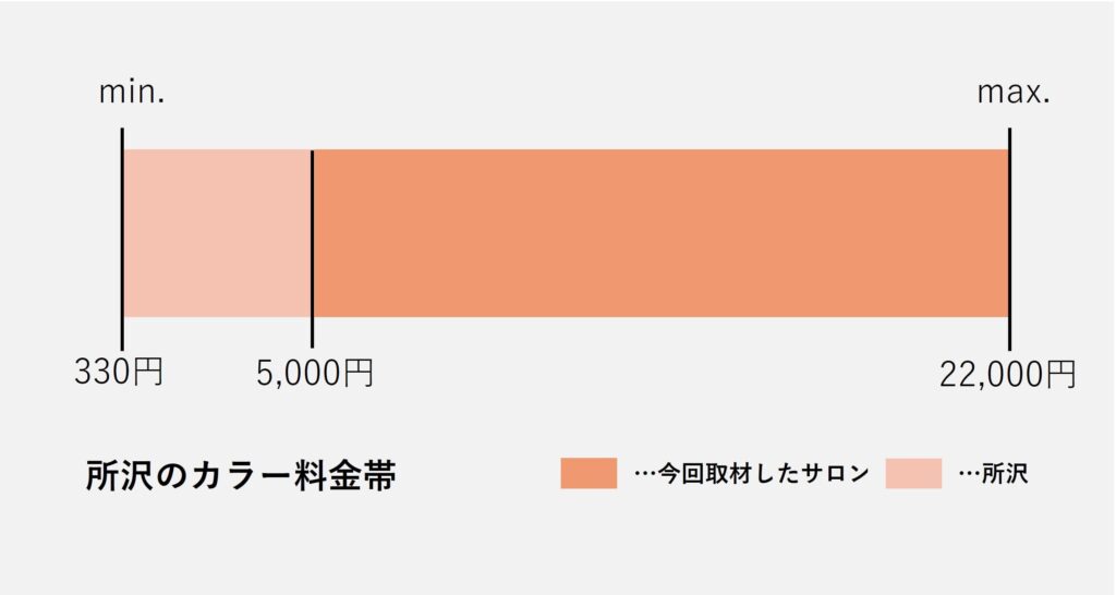 所沢市のカラーの価格の価格帯グラフ