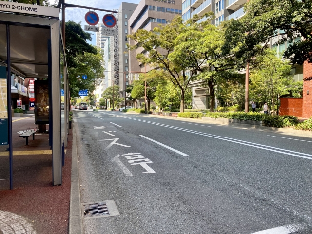 大名2丁目のバス停の景色
